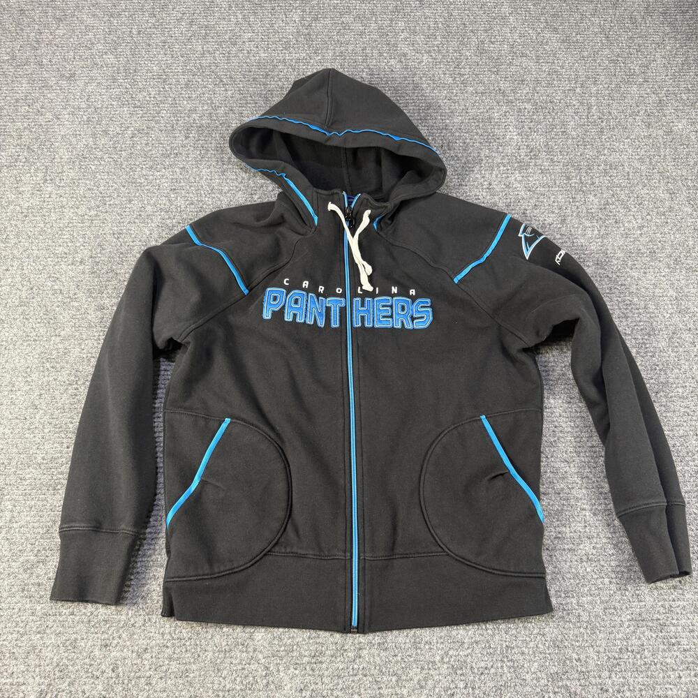 Carolina Panthers Hoodie Sweatshirt Womens XL Black Full Zip NFL Football Reebok